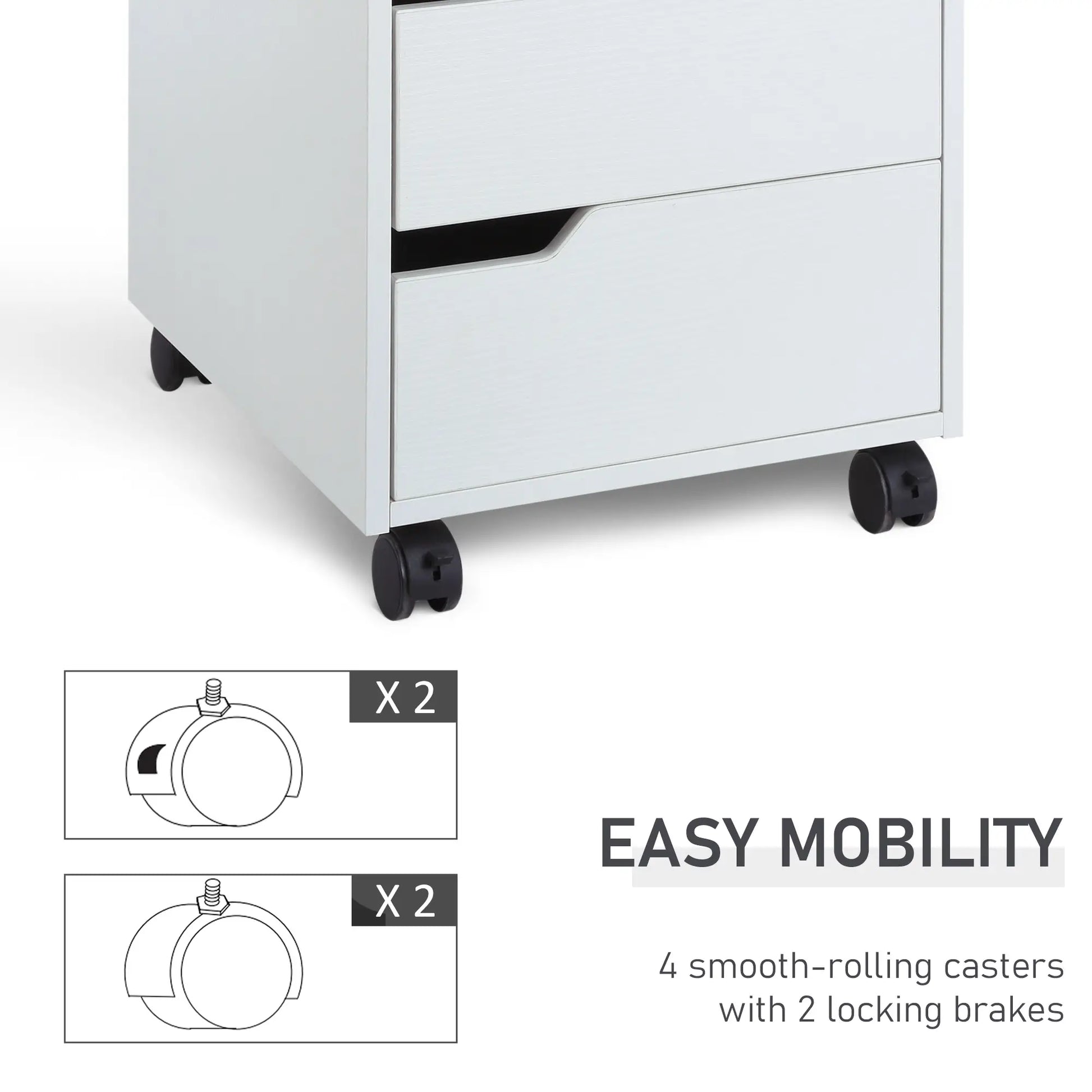 3 Drawer File Cabinet, Mobile Vertical Filing Cabinet with Wheels, White Office Cabinets & Cupboards at Gallery Canada