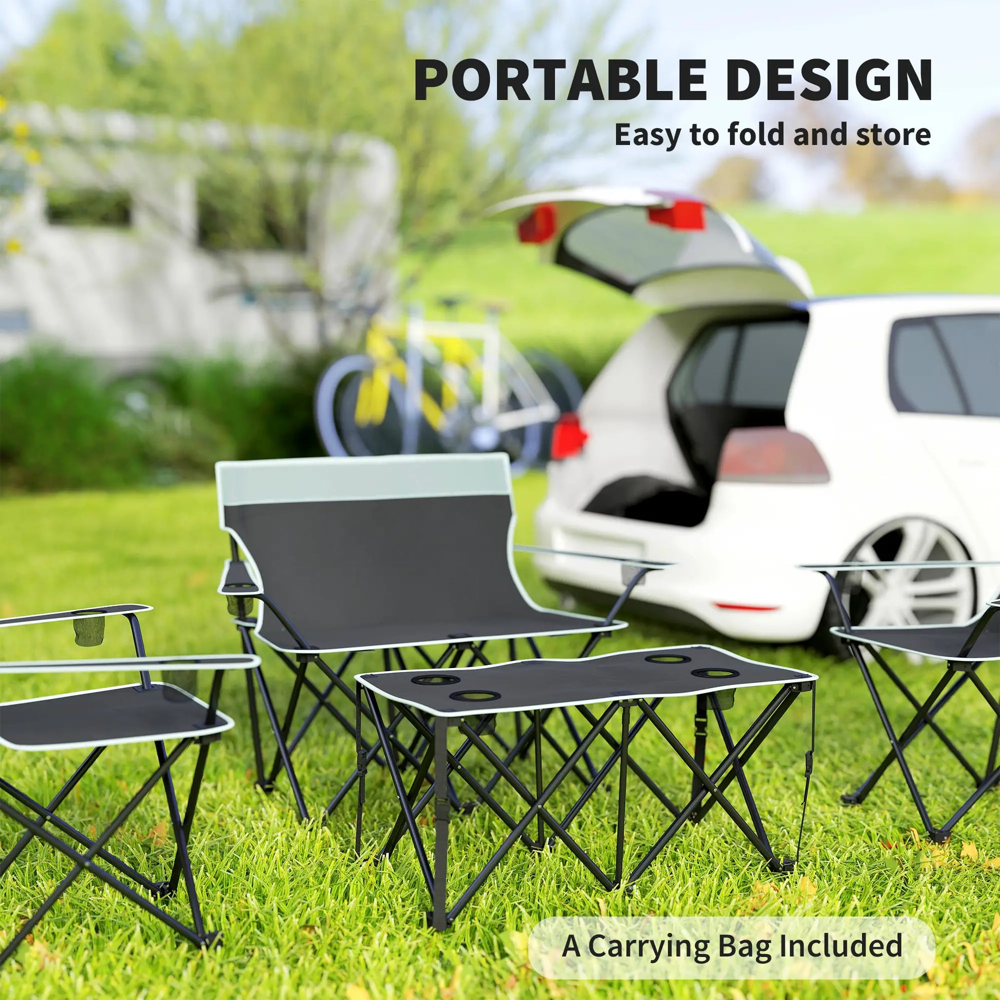 4 Piece Folding Camping Table and Chairs, Outdoor Set, Grey Picnic Tables & Camping Chairs at Gallery Canada