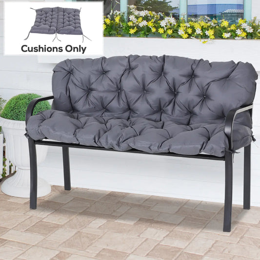2 Seater Garden Bench Cushion, Thick Outdoor Non-Slip, 52" x 43" x 4", Dark Grey Patio Chair Cushions Dark Grey at Gallery Canada