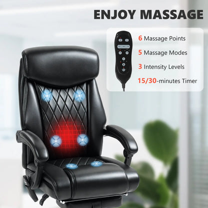 Ergonomic Office Chair, 6 Point Massage, Reclining With Footrest, Black Massage Chairs at Gallery Canada
