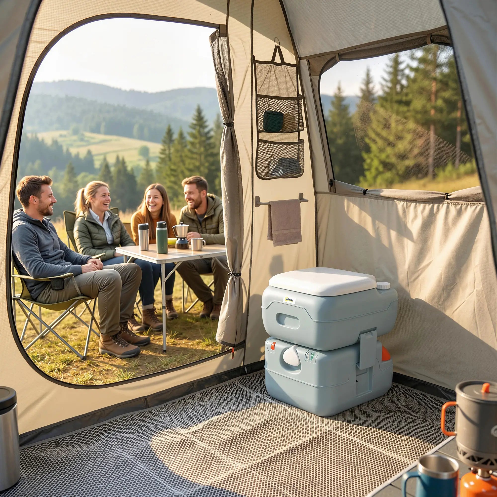 5.8 Gallon Portable Toilet With Level Indicator, Anti-Leak Pump Camping Toilets at Gallery Canada