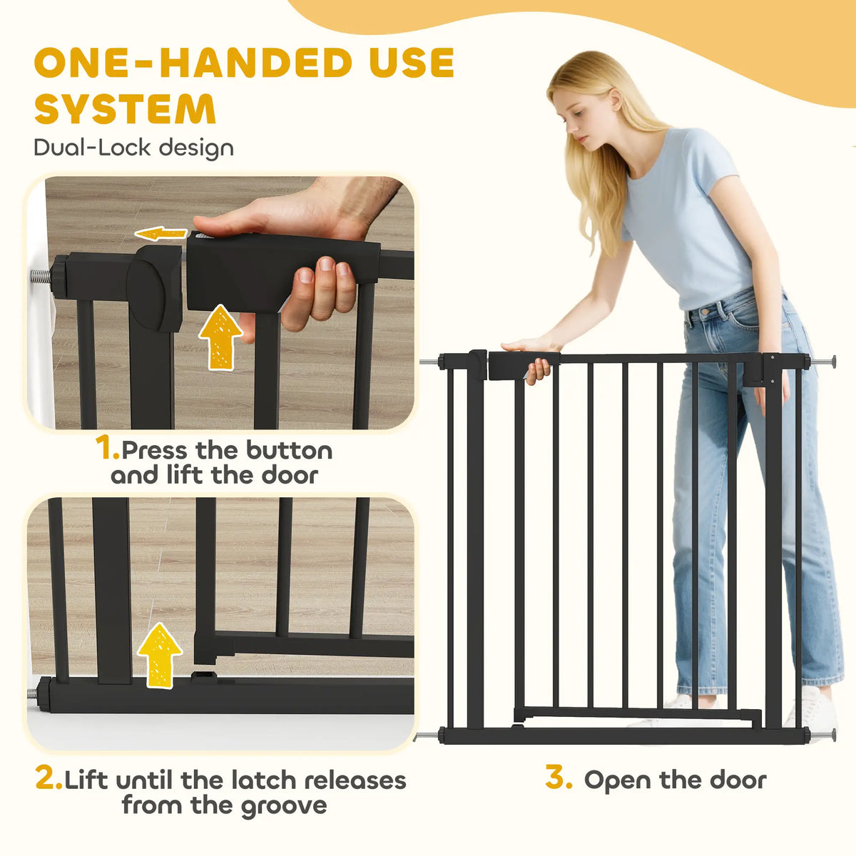 Baby Gate, Pet Safety Gate, 30"-32" Wide, Auto-Close, Black Pet Gates at Gallery Canada