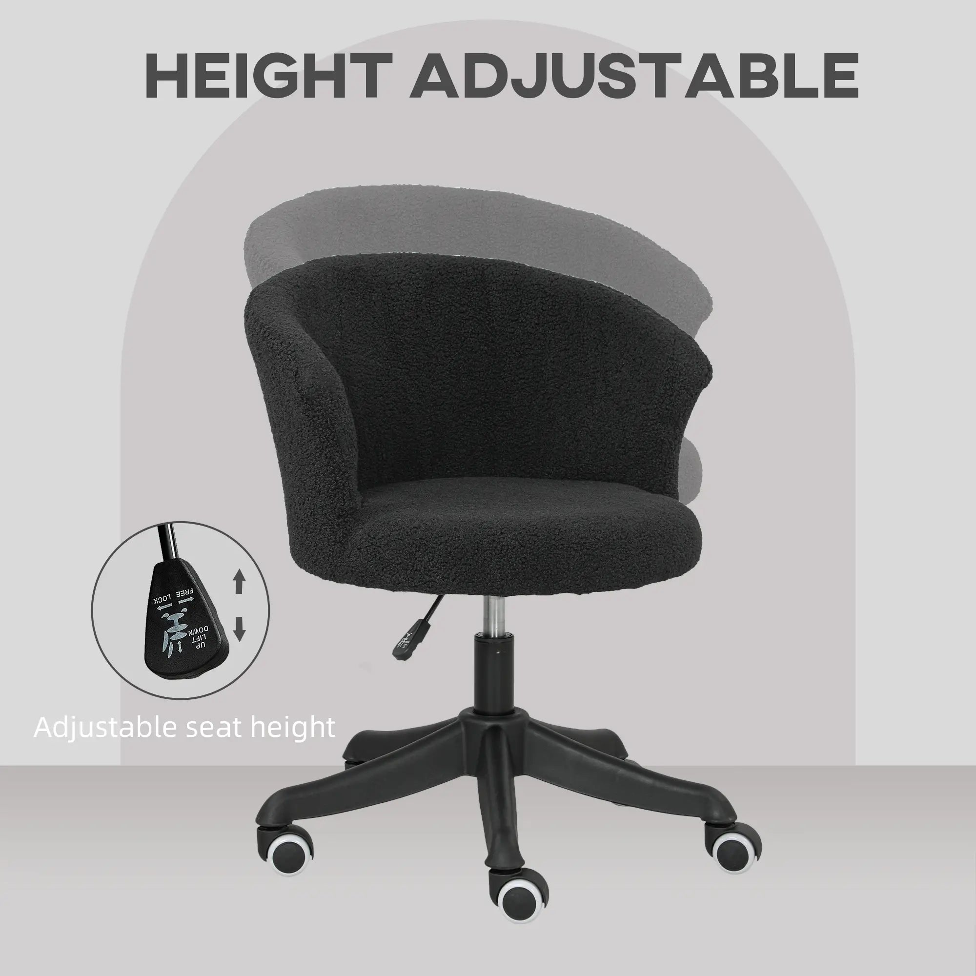 Armless Office Chair, Adjustable Height, Swivel Wheels, Mid Back, Black Task Chairs at Gallery Canada