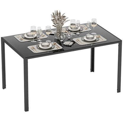 Rectangular Kitchen Table For 4 People, Tempered Glass Tabletop, Black Dining Tables at Gallery Canada