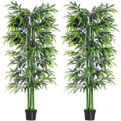 Set of 2 6FT Artificial Bamboo Trees, Nursery Pot, Indoor Outdoor Decor Artificial Trees at Gallery Canada