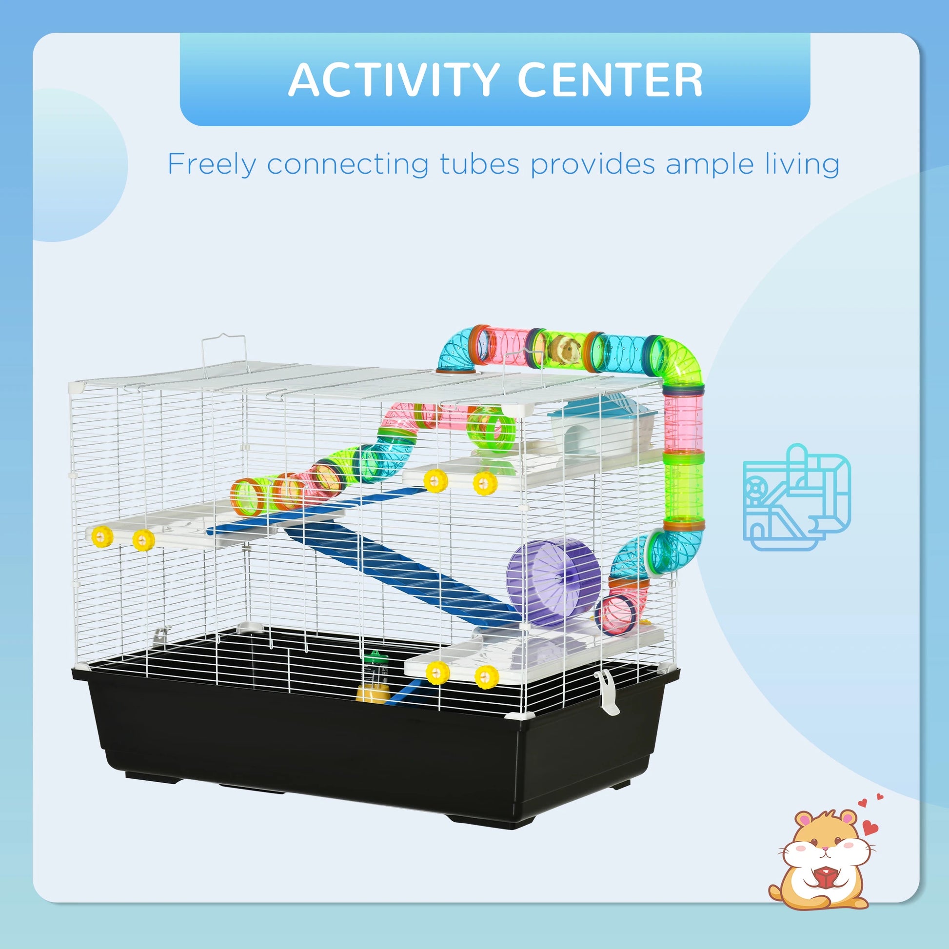 31" Large Hamster Cage, Small Animal House, Tunnel Tube System, Black Hamster Cages at Gallery Canada