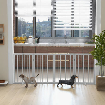 Free Standing Pet Gate, Foldable, 4 Panels, White