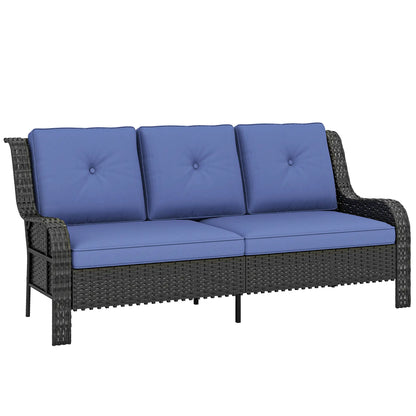 3 Seater Wicker Patio Sofa With Cushions, Deep Blue Patio Furniture Sets at Gallery Canada