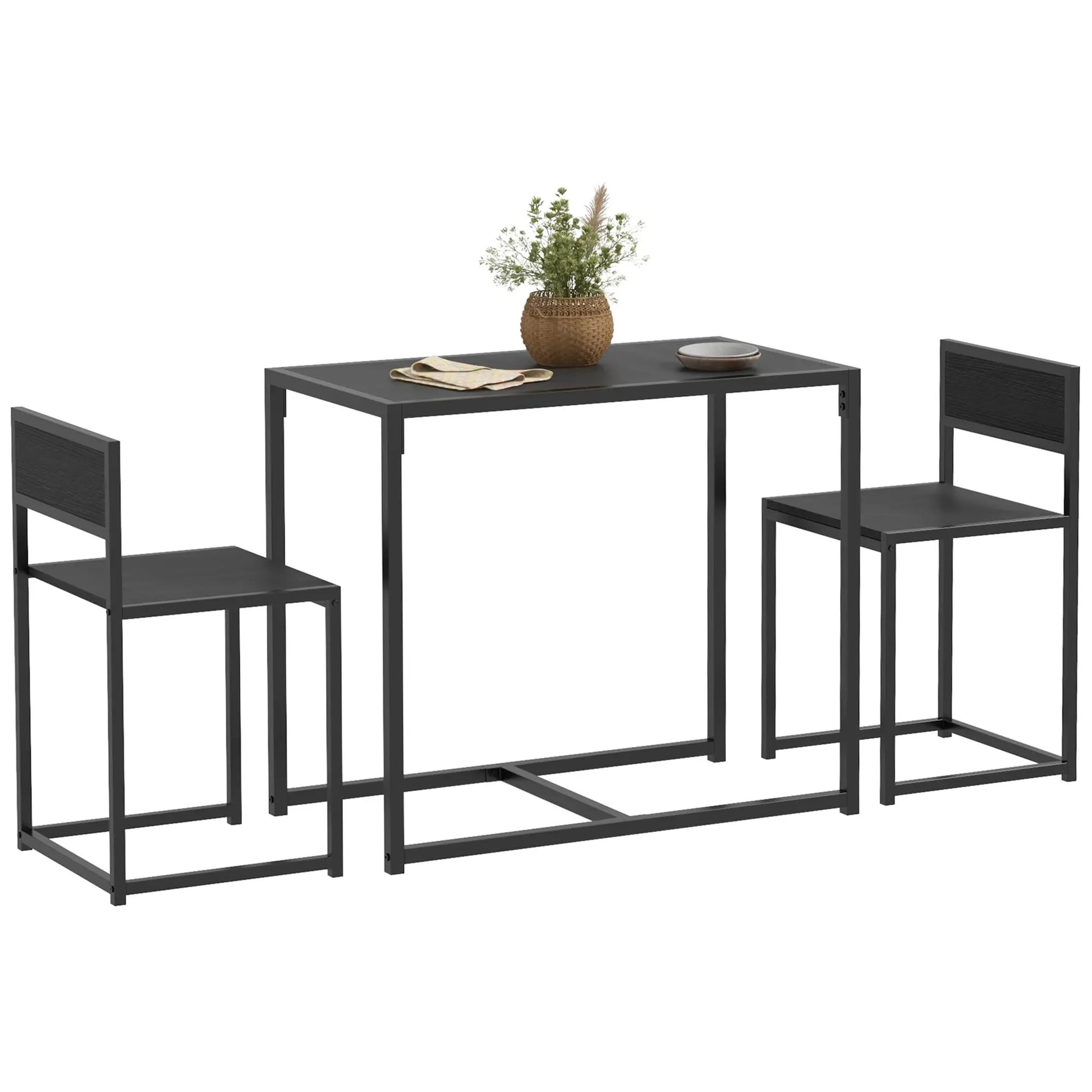 Industrial Dining Table Set for 2, Kitchen Table and Chairs, Small Space Bar Sets Black at Gallery Canada