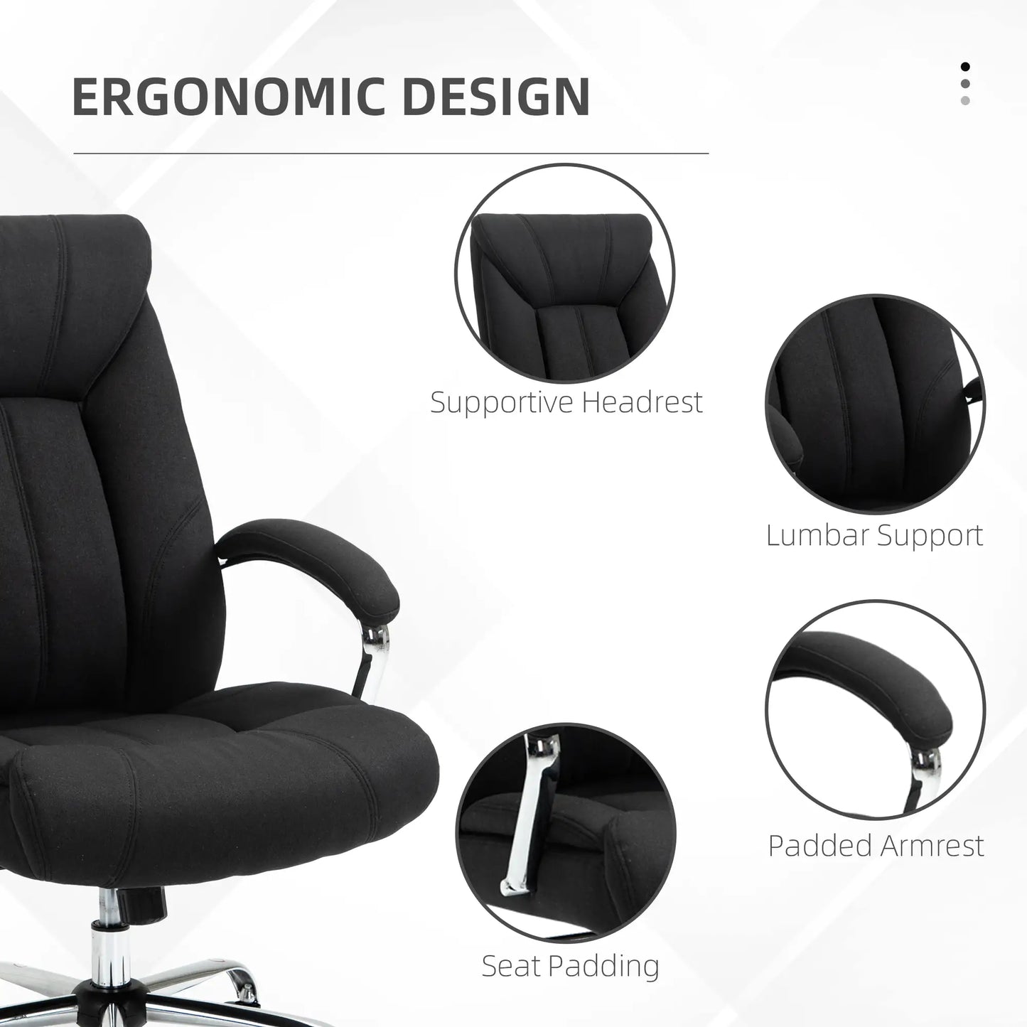 Ergonomic High Back Swivel Office Chair, Adjustable Height, Black Executive & Manager Chairs at Gallery Canada