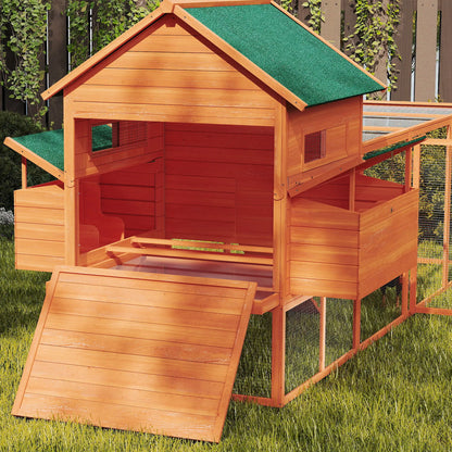 137" Wooden Chicken Coop With Run, Nesting Box, Orange Chicken Coops at Gallery Canada