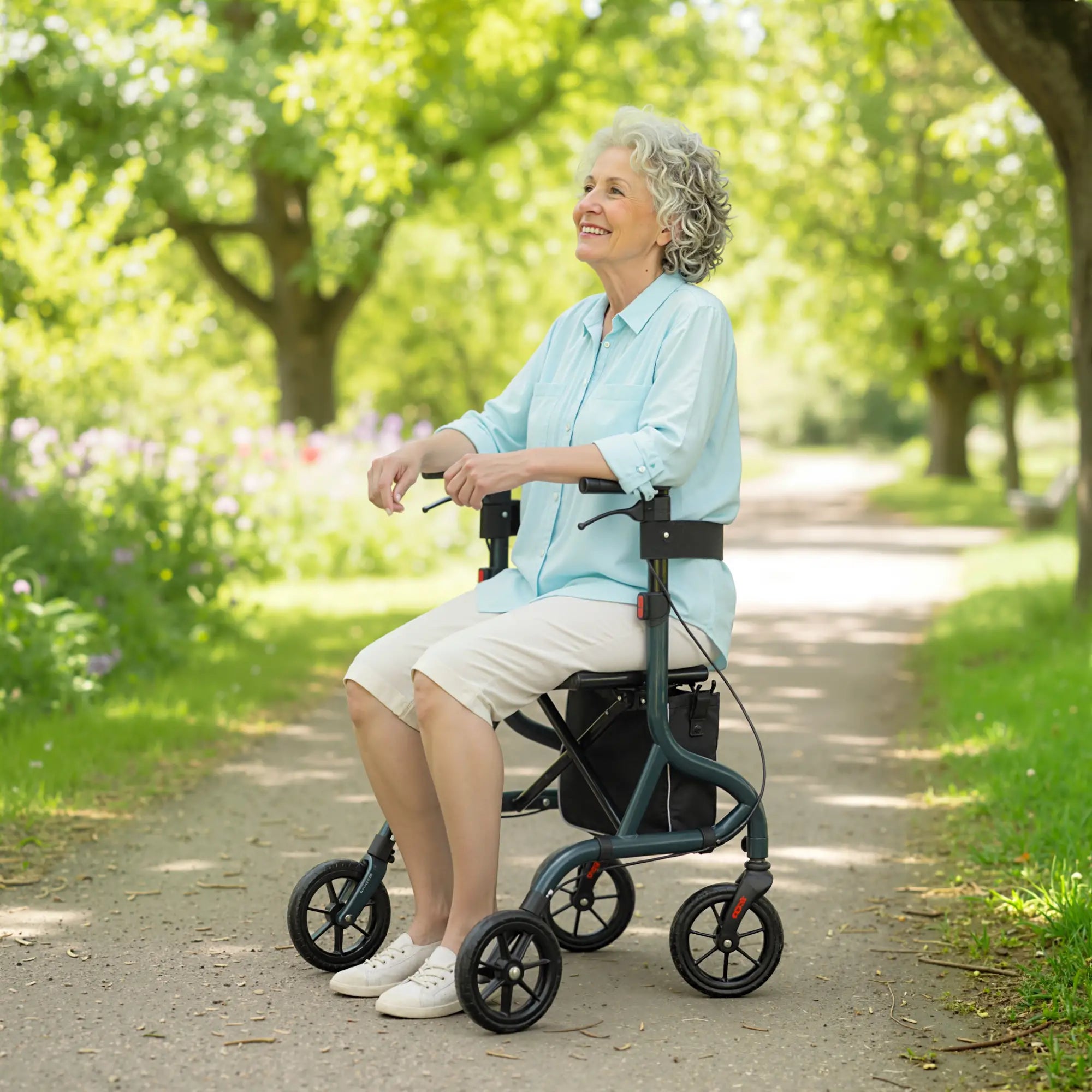 Foldable Rollator Walker With Seat, Adjustable Handles, Green Knee Walker & Wheelchair Ramps at Gallery Canada