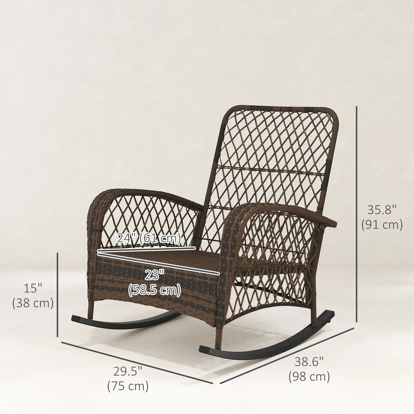 Outdoor Wicker Rocking Chair With Thick Cushions, Black Outdoor Rocking Chairs at Gallery Canada