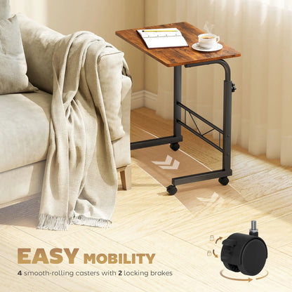 Mobile Standing Desk, Adjustable Height, 23.5 Inch, Rustic Brown, Brown Side Tables at Gallery Canada