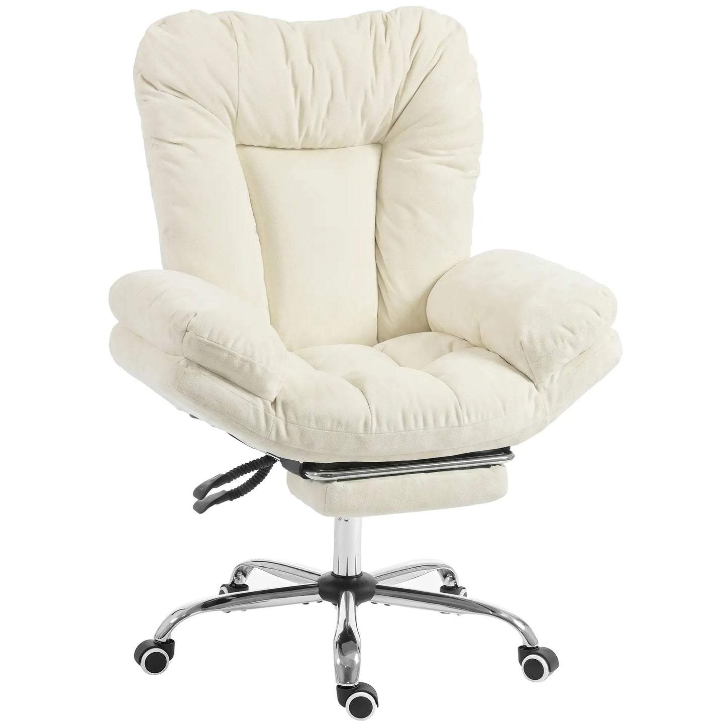 Chaise Croisée avec Roulettes, Accoudoirs en Cascade, Beige