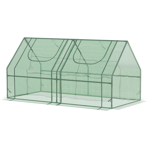 6' x 3' x 3' Portable Mini Greenhouse, Steel Frame, 2 PE Covers, Dark Green