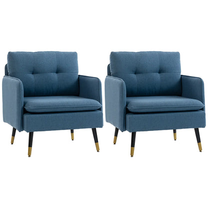 Accent Chairs Set of 2, Upholstered Armchairs with Tufted Back Cushion Accent Chairs at Gallery Canada