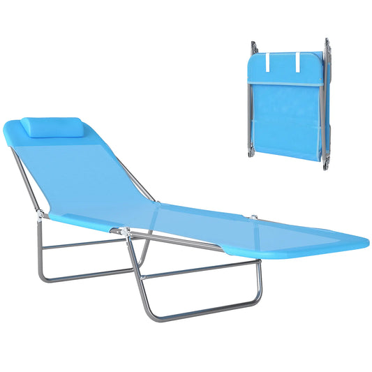 Portable Adjustable Reclining Lounge Chair, Folding Chaise, Blue Lounger Chairs Blue at Gallery Canada