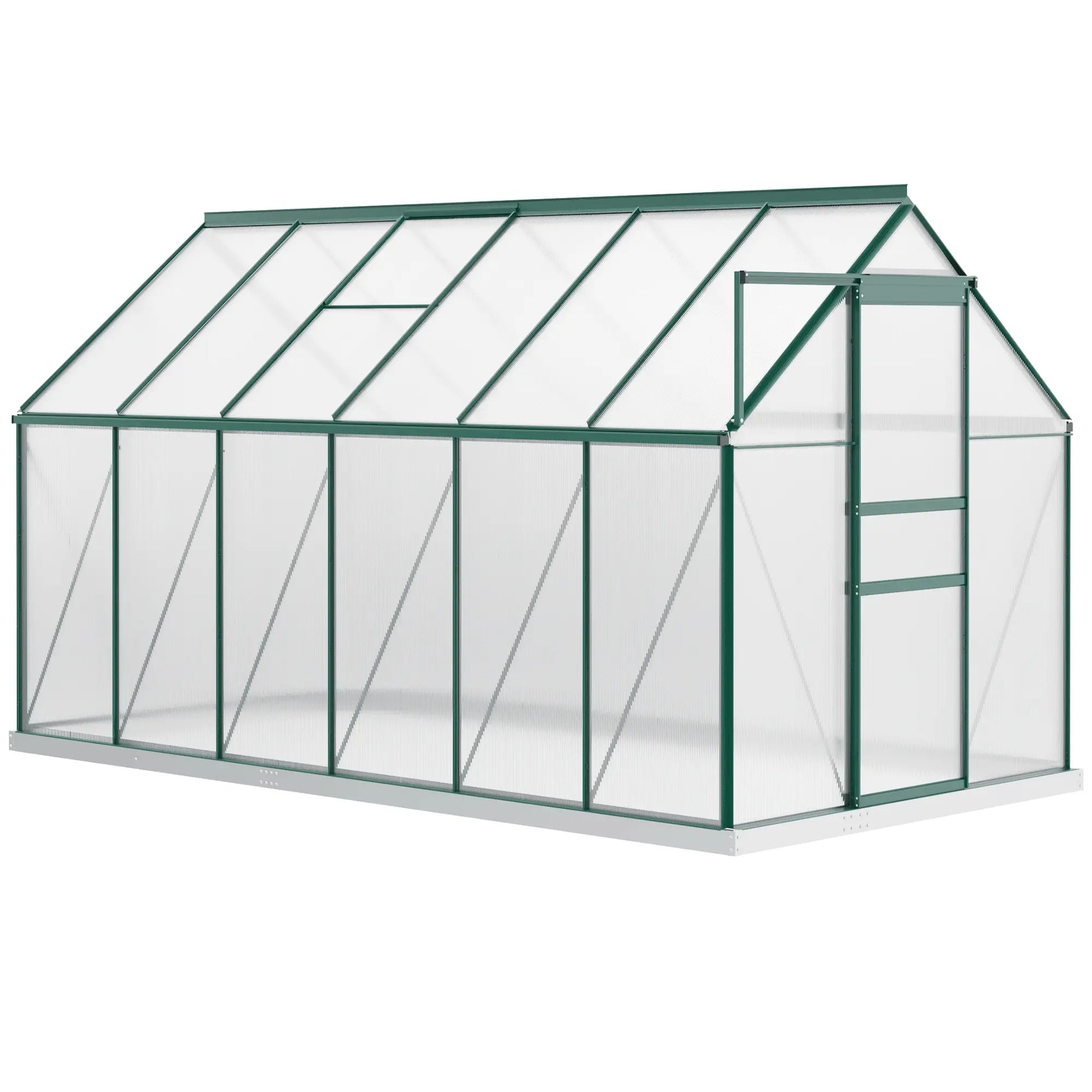 6' x 12' x 6.5' Polycarbonate Greenhouse, Walk-in, Adjustable Roof Vent, Green Walk In Greenhouses Clear, Green at Gallery Canada