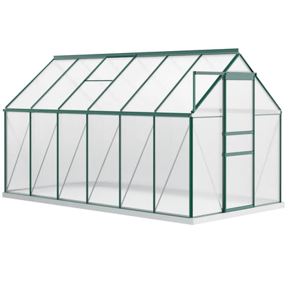 6' x 12' x 6.5' Polycarbonate Greenhouse, Walk-in, Adjustable Roof Vent, Green Walk In Greenhouses Clear, Green at Gallery Canada
