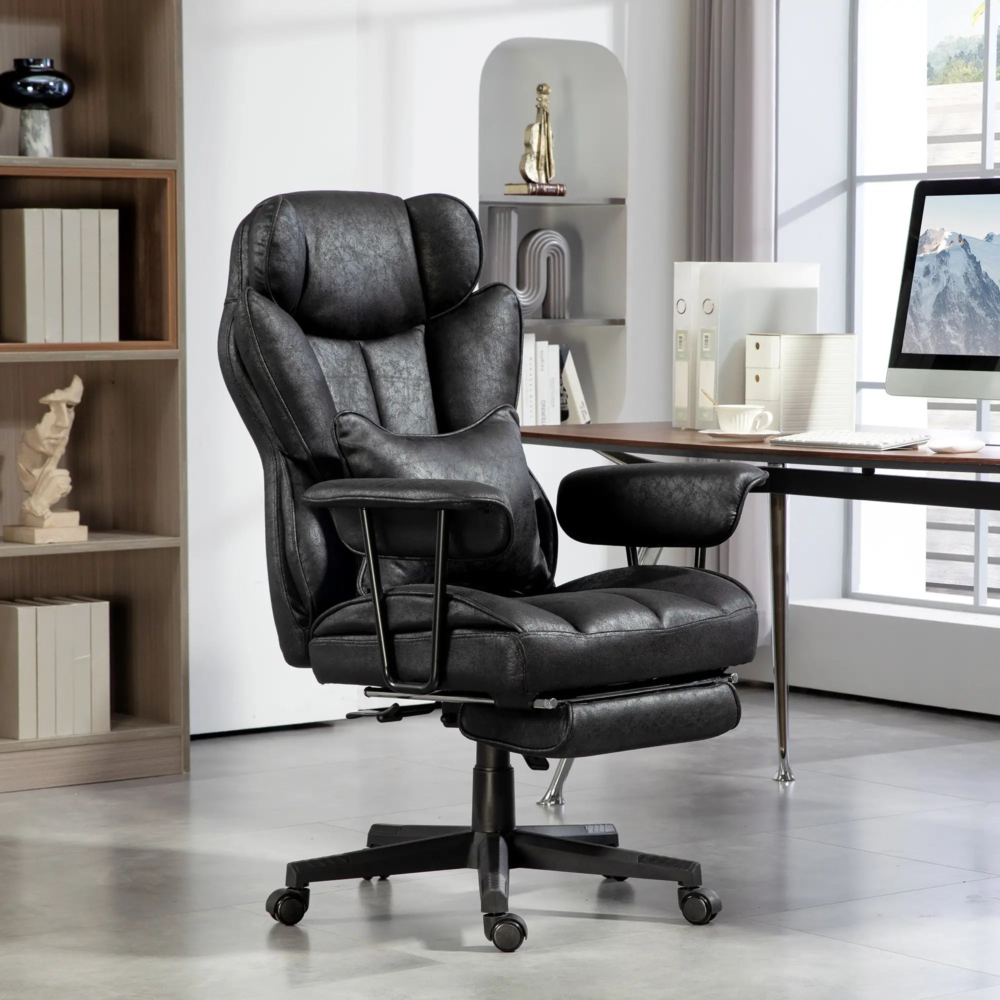 Big and Tall Office Chair with Foot Rest, 400LBS, High Back, Black Executive & Manager Chairs at Gallery Canada