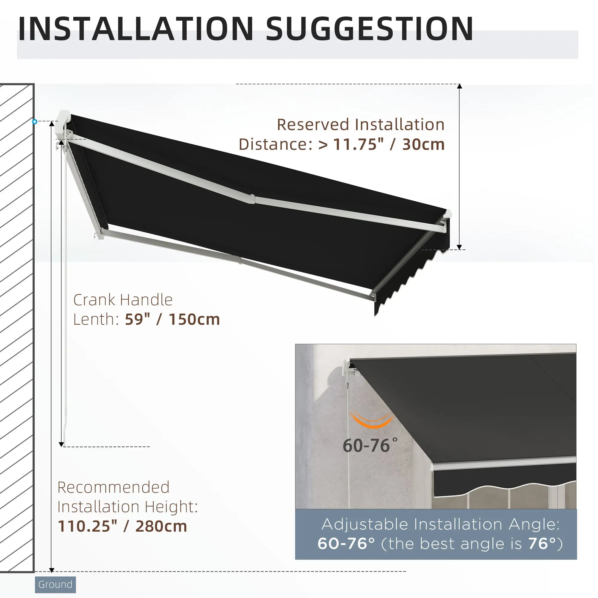 10' x 8' Electric Retractable Awning, UV Protection, Black Deck Awnings at Gallery Canada