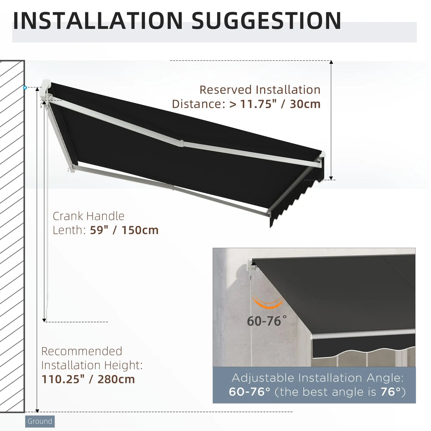 10' x 8' Electric Retractable Awning, UV Protection, Black Deck Awnings at Gallery Canada
