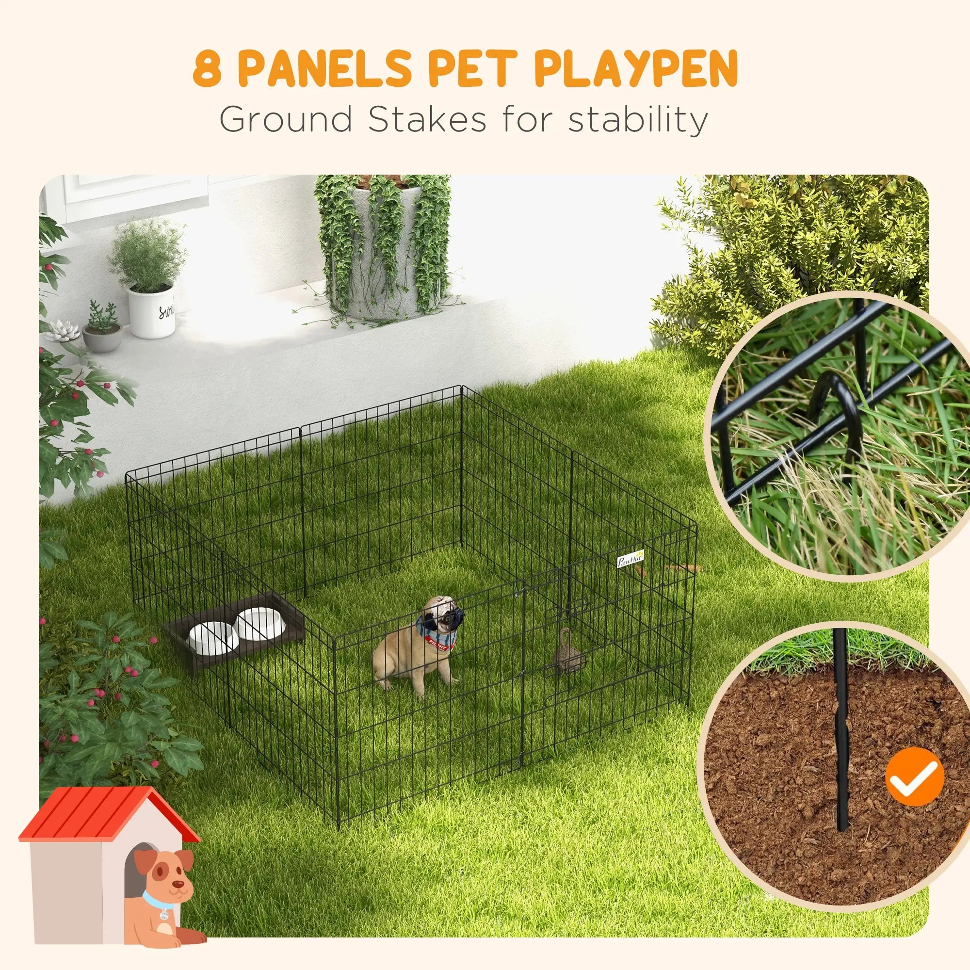 24inch Foldable Metal Pet Playpen, Dog Kennel Cage, 8 Panel Houses, Kennels & Pens at Gallery Canada