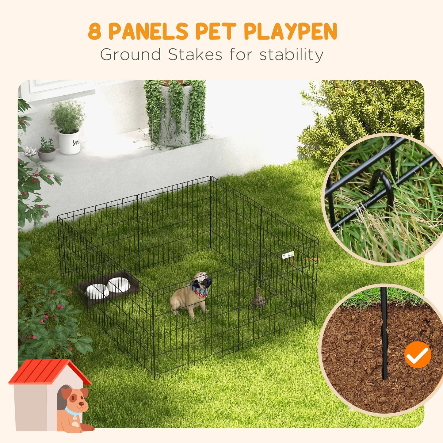 24inch Foldable Metal Pet Playpen, Dog Kennel Cage, 8 Panel Houses, Kennels & Pens at Gallery Canada