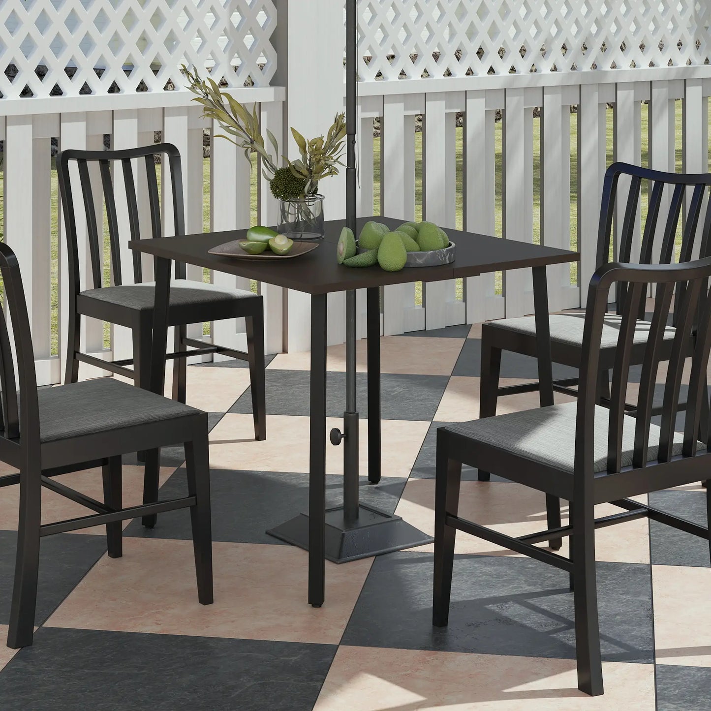 Patio Dining Table, Umbrella Hole, 4-Person, Aluminum Legs, 31.5" x 31.5", Brown Patio Dinning Tables at Gallery Canada