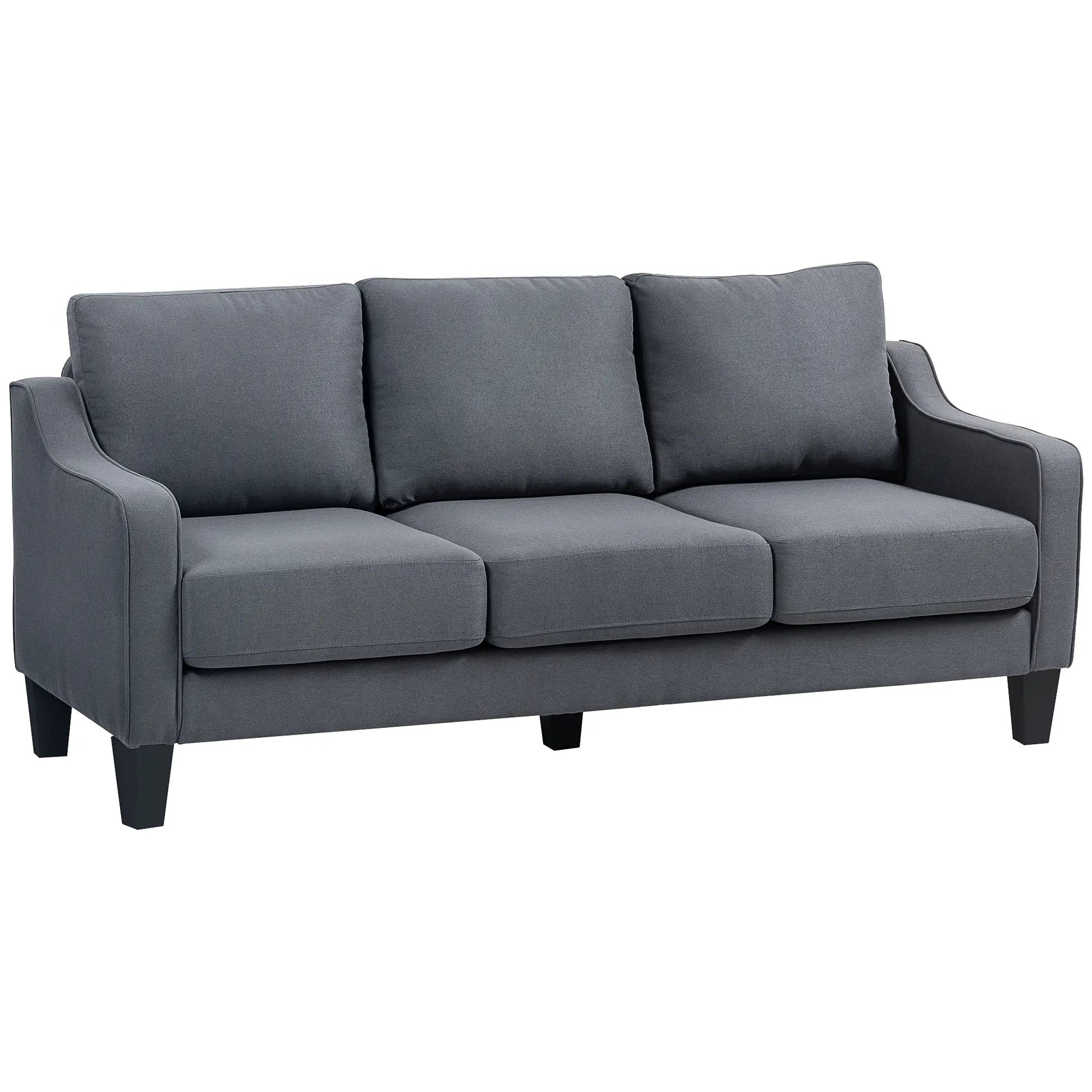 3 Seater Sofa, Modern Pocket Spring Couch, Linen Upholstered, Charcoal Grey 3-Seater Sofas at Gallery Canada
