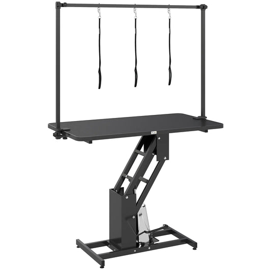 43" L Hydraulic Dog Grooming Table, Z-Lift Height Adjustable Pet Grooming Table with Noose and Non-Slip Tabletop Dog Grooming Tables Black at Gallery Canada