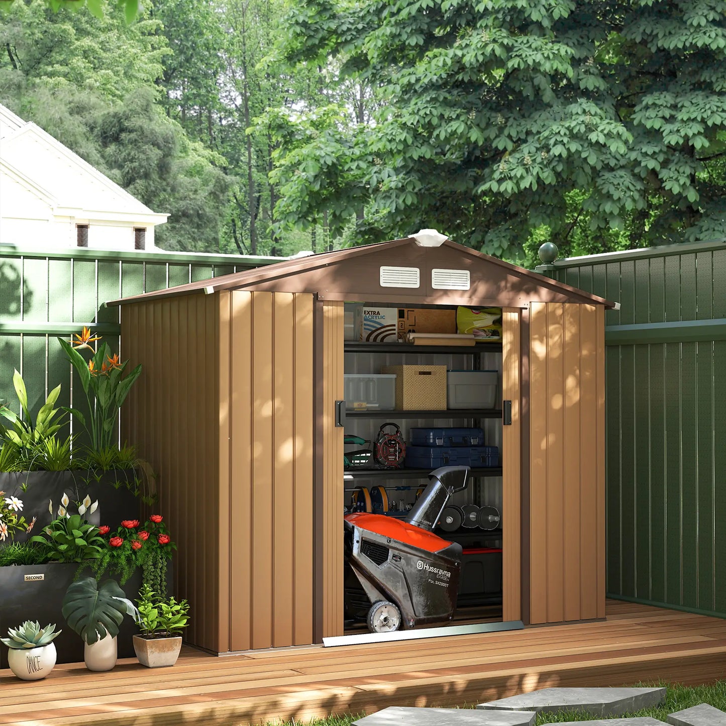 7' x 4' x 6' Garden Storage Shed, Metal Tool House, Yellow Sheds at Gallery Canada