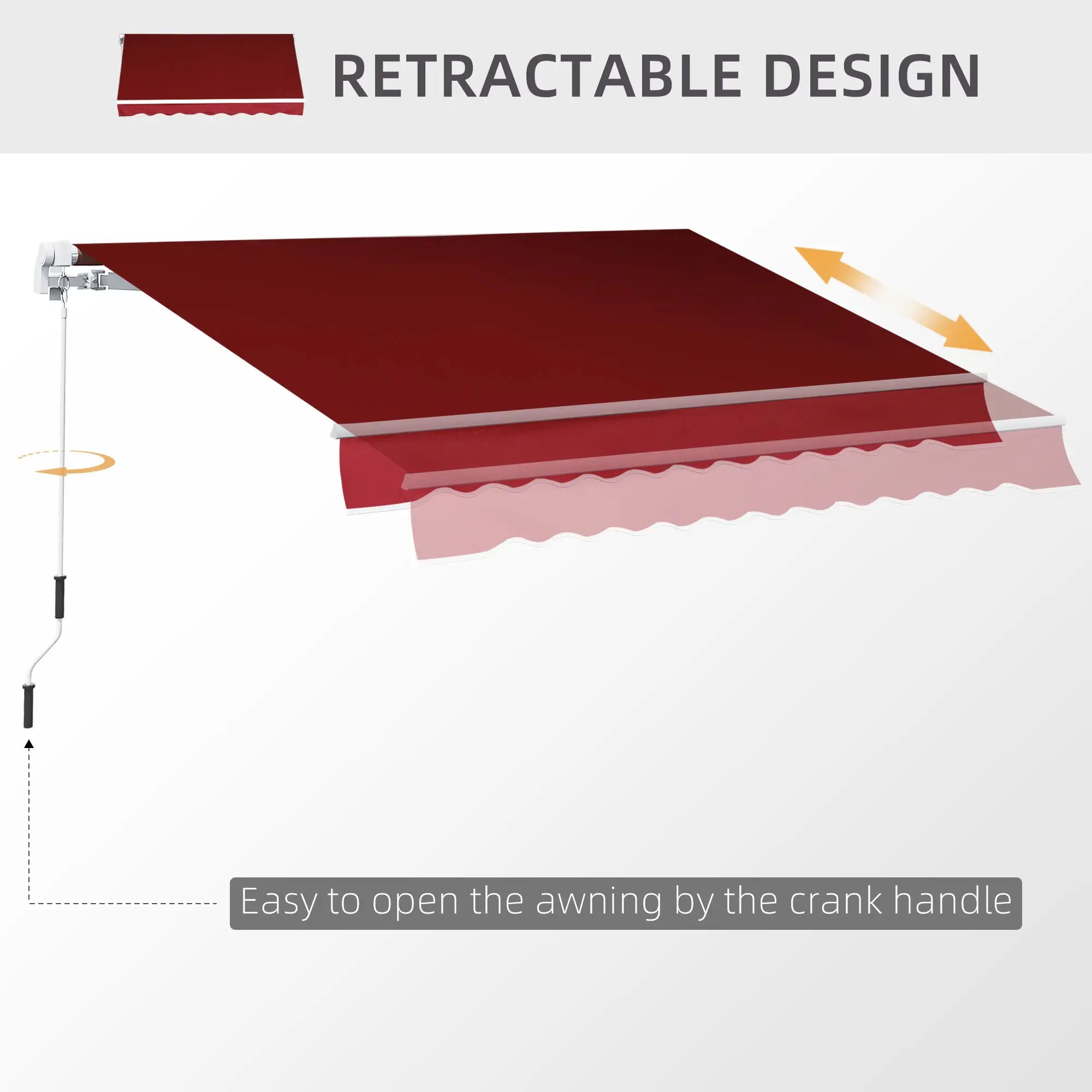 8'x7' Manual Retractable Patio Awning, Sun Shade, Wine Red Deck Awnings at Gallery Canada