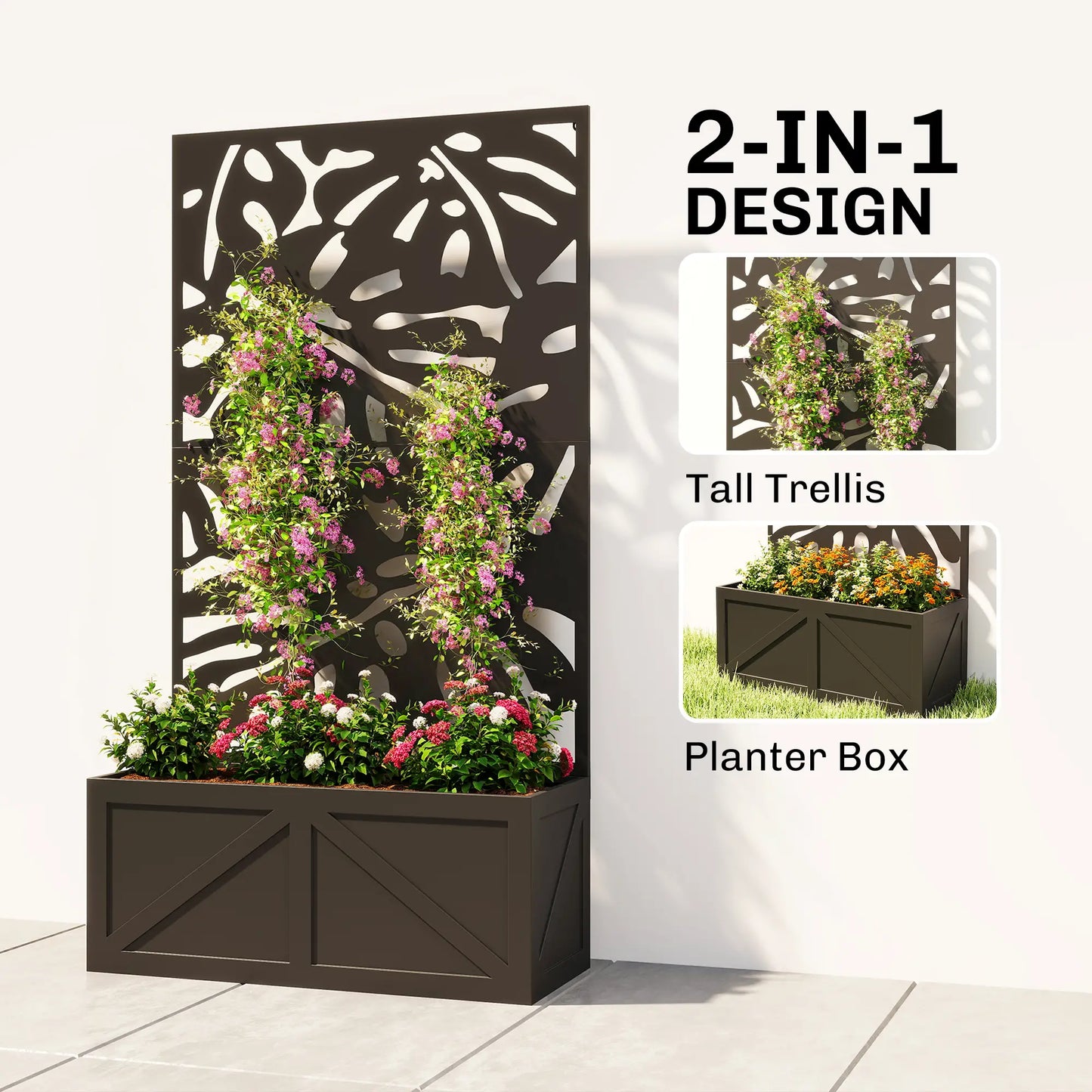 Metal Raised Garden Bed With Trellis, Freestanding Or Wall Mounted Galvanized Planter Boxes at Gallery Canada