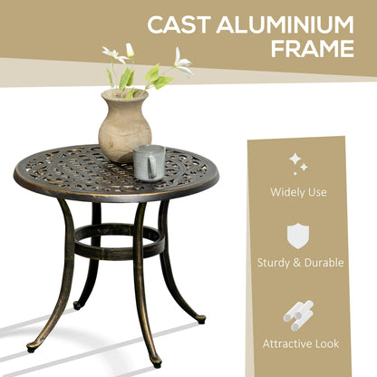 23.6" Round Outdoor Side Table, Cast Aluminum Frame, Bronze Patio Side Tables at Gallery Canada