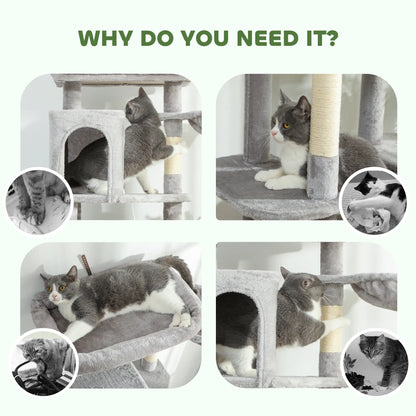 69" Cat Tree, Multi-Level Tower with 2 Condos, Plush Perch, Sisal Posts, Light Grey Cat Towers at Gallery Canada