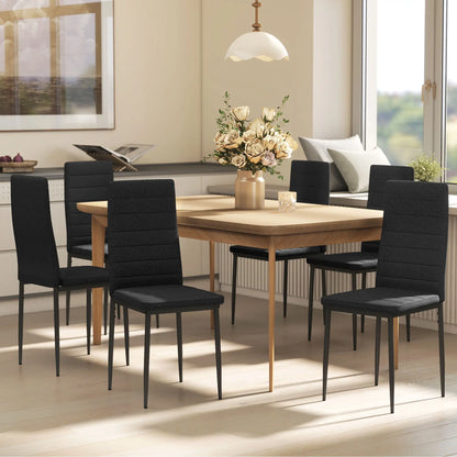 Modern High Back Dining Chairs, PU Leather Upholstered, Set of 6, Black Dining Chairs at Gallery Canada