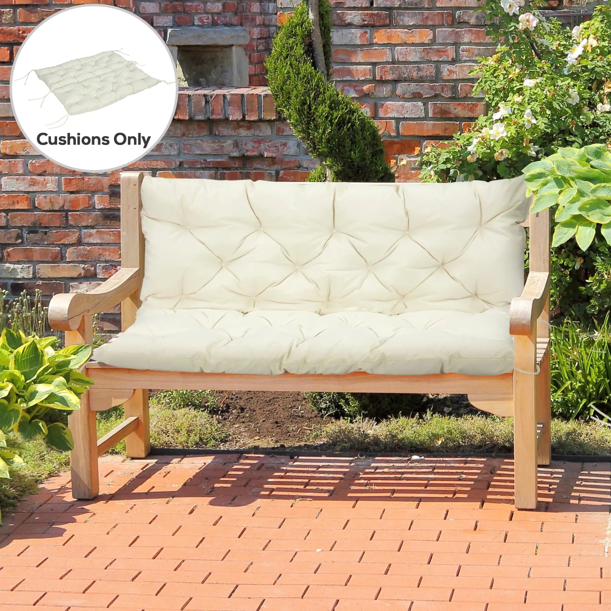 2 Seater Garden Bench Cushion, Outdoor Non-Slip Pad, 52