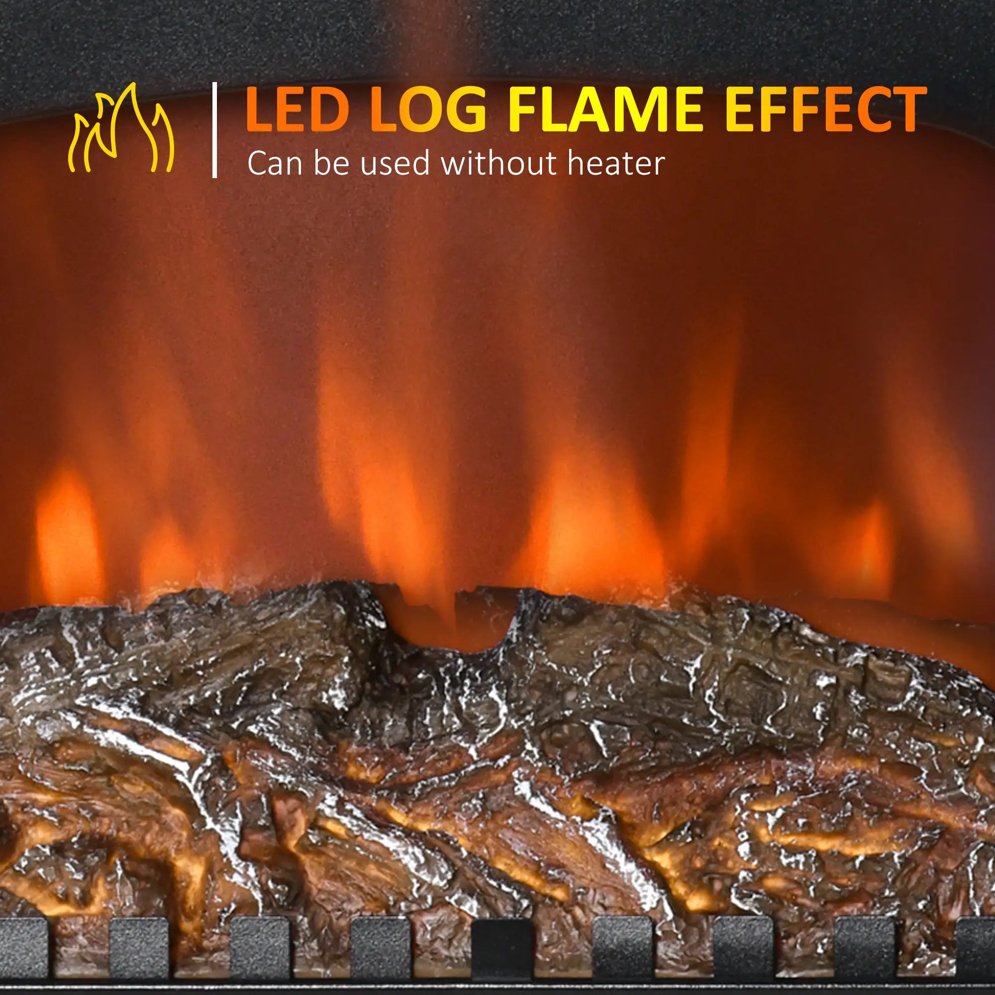 Electric Fireplace Stove Heater with LED Fire Flame Effect, Double Door, Freestanding &; Portable with Overheat Protection, 750W/1500W, Black Electric Fireplaces at Gallery Canada