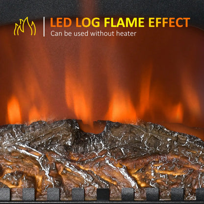 Electric Fireplace Stove Heater with LED Fire Flame Effect, Double Door, Freestanding &; Portable with Overheat Protection, 750W/1500W, Black Electric Fireplaces at Gallery Canada