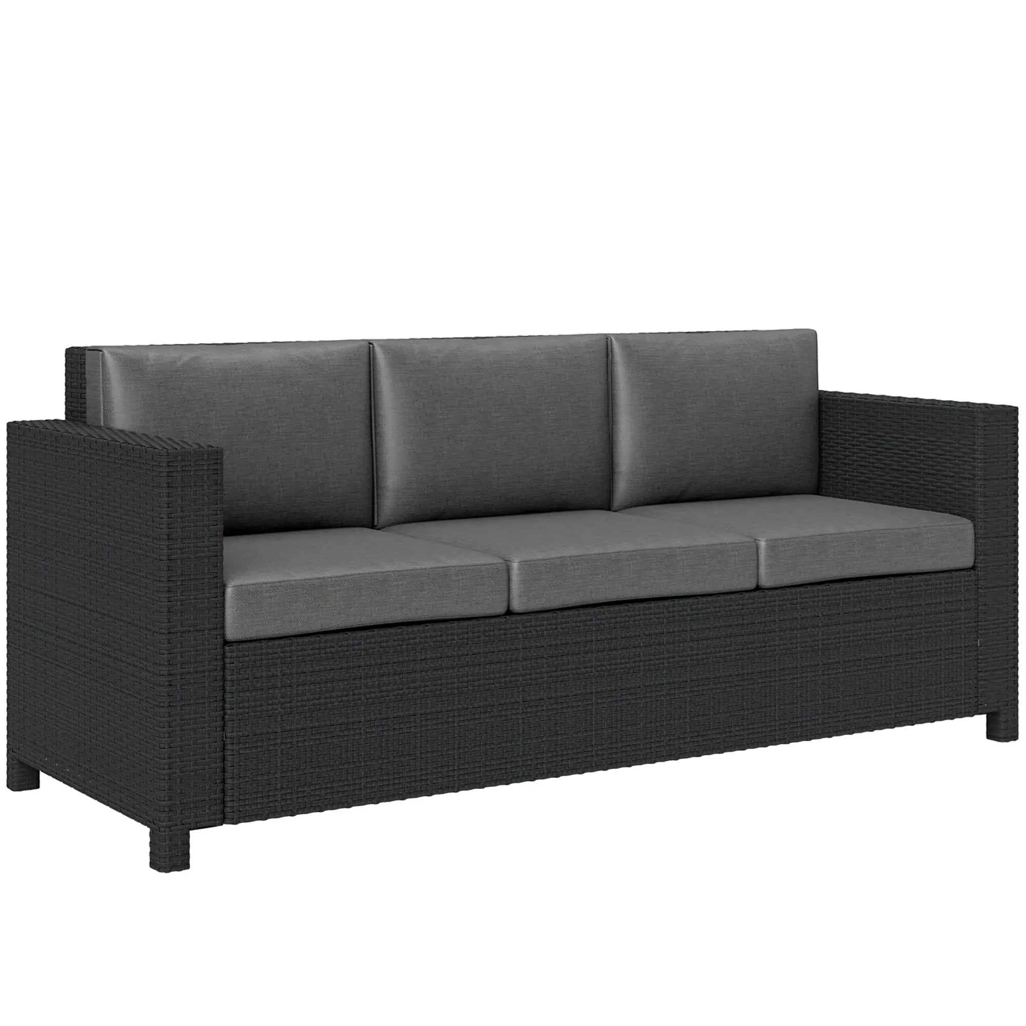 3 Seat Rattan Wicker Sofa, Outdoor Patio Furniture with Cushion, Grey Patio Furniture Sets at Gallery Canada