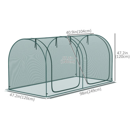 8' x 4' Crop Cage, Plant Protection Tent, 2 Zippered Doors, 4 Stakes, Dark Green Walk In Greenhouses at Gallery Canada
