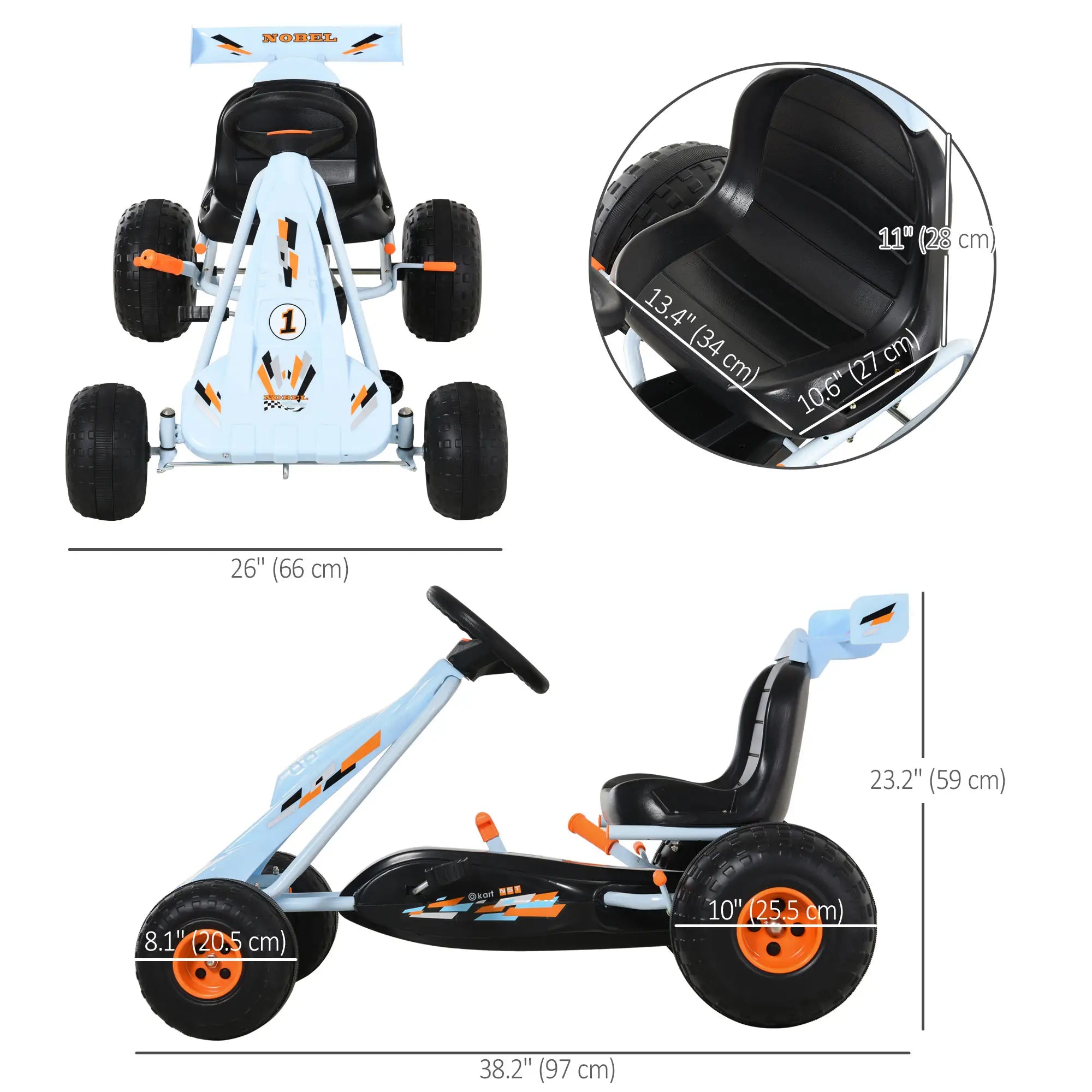 Kids Pedal Go Kart, 4 Wheel Ride on Car, Adjustable Seat, Handbrake, 3-6 Years Pedal Go Karts for Kids at Gallery Canada