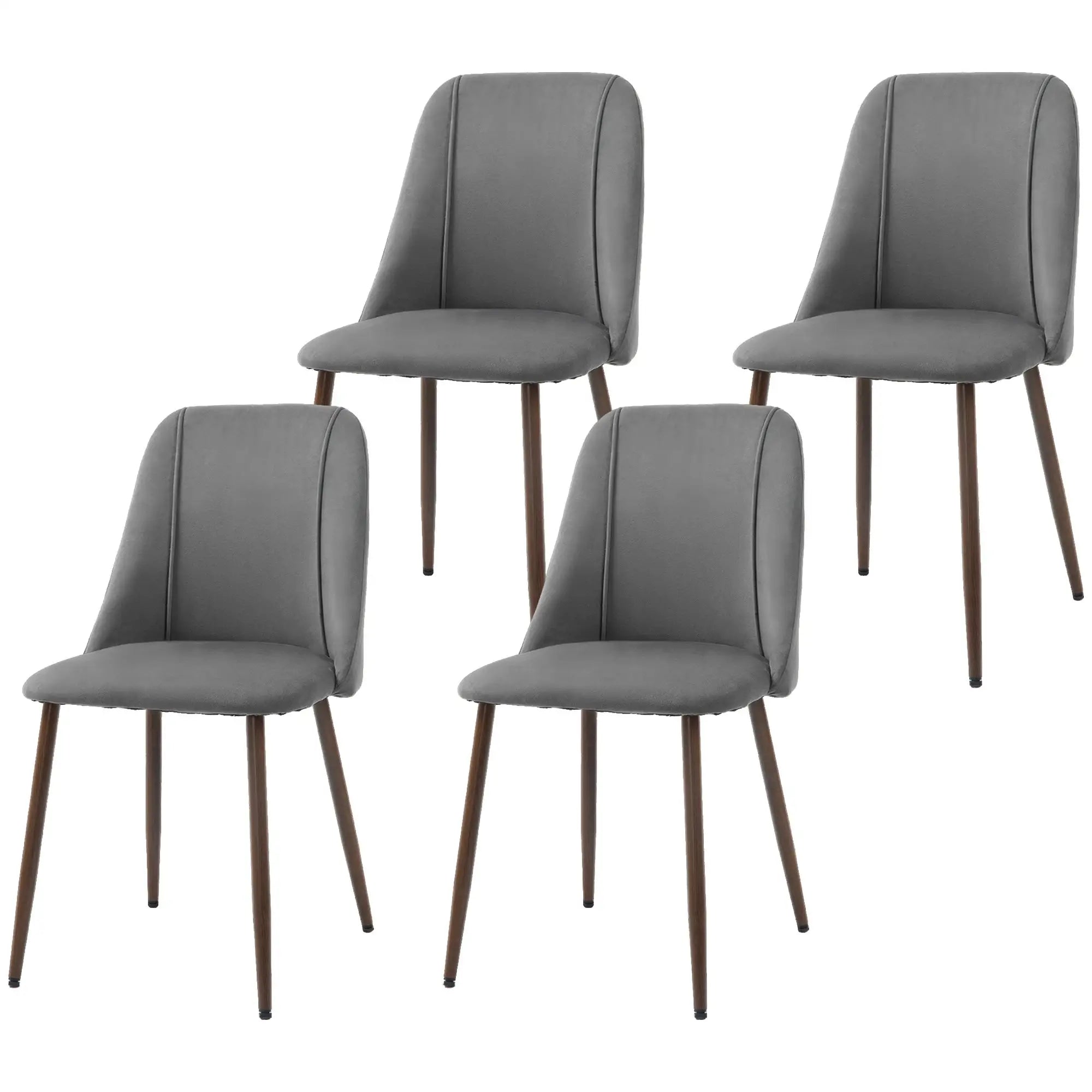 Upholstered Dining Chairs Set of 4, Velvet, Wood-Grain Steel Leg, Dark Grey Dining Chairs Dark Grey at Gallery Canada