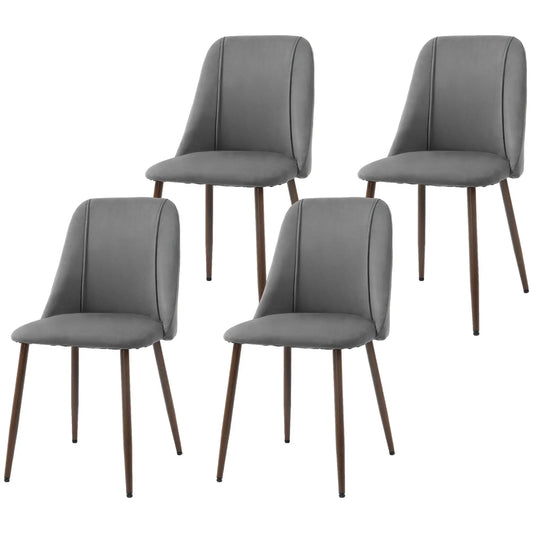 Upholstered Dining Chairs Set of 4, Velvet, Wood-Grain Steel Leg, Dark Grey Dining Chairs Dark Grey at Gallery Canada