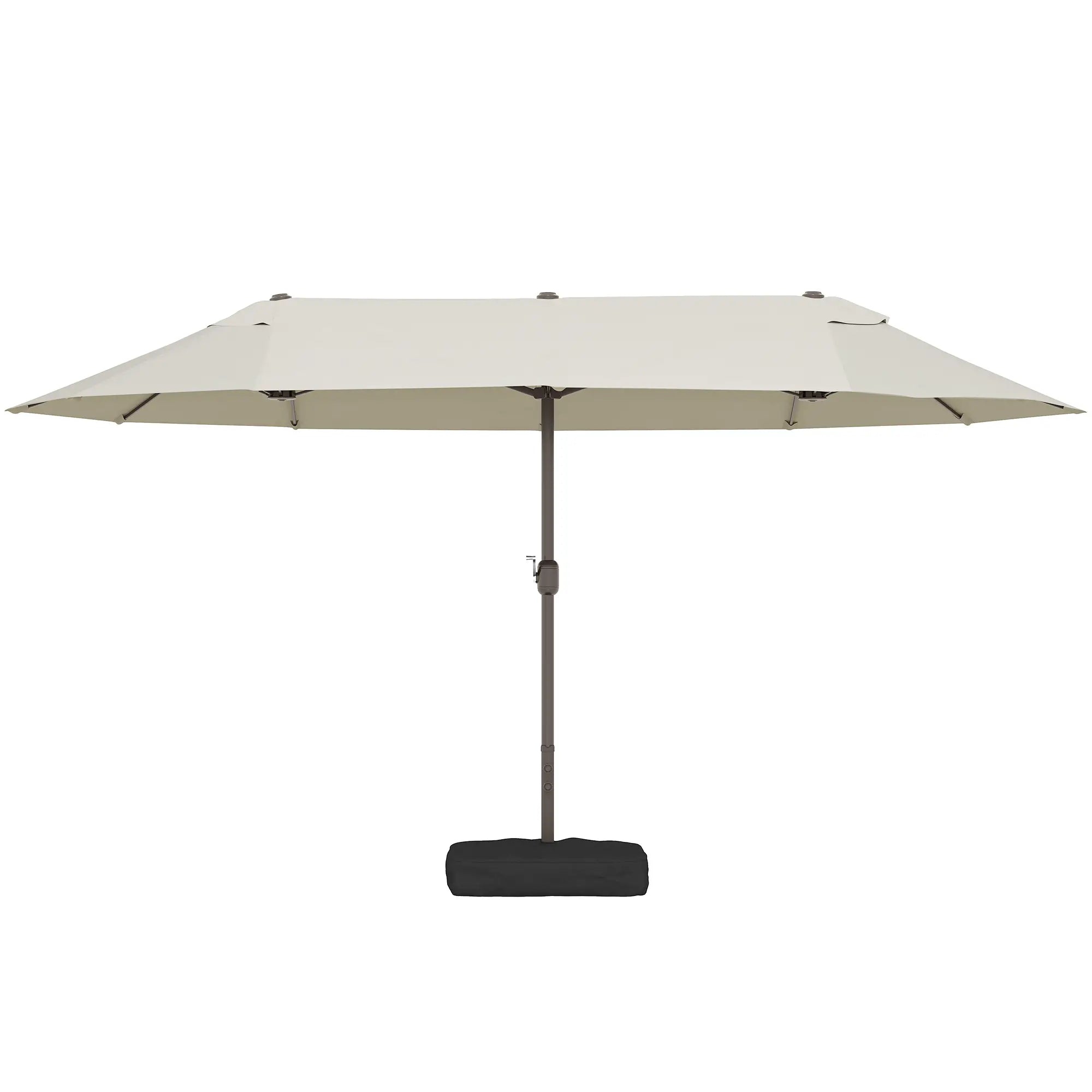 15' Outdoor Patio Umbrella, Twin Canopy Sunshade, Steel Table, Cream Sun Umbrellas Cream at Gallery Canada
