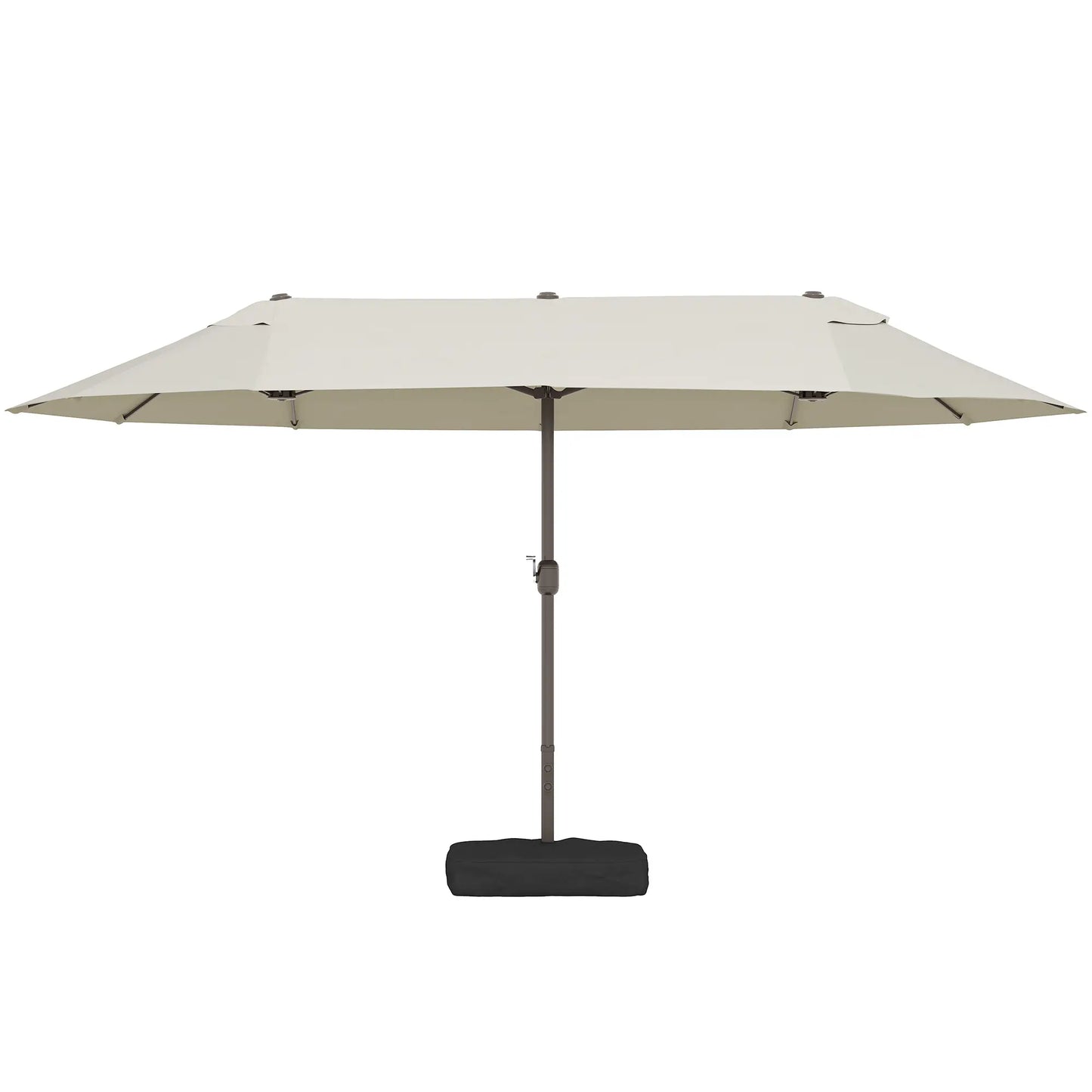 15' Outdoor Patio Umbrella, Twin Canopy Sunshade, Steel Table, Cream Sun Umbrellas Cream at Gallery Canada