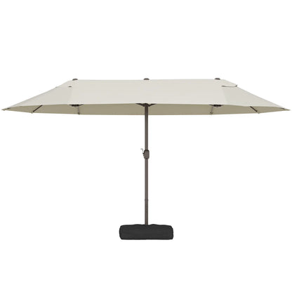 15' Outdoor Patio Umbrella, Twin Canopy Sunshade, Steel Table, Cream Sun Umbrellas Cream at Gallery Canada