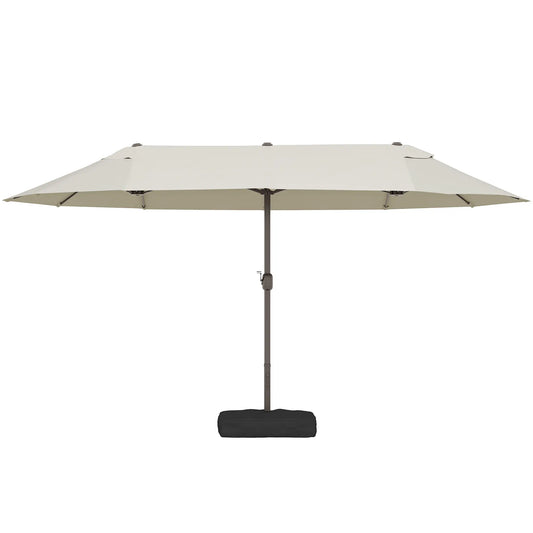 15' Outdoor Patio Umbrella, Twin Canopy Sunshade, Steel Table, Cream Sun Umbrellas Cream at Gallery Canada